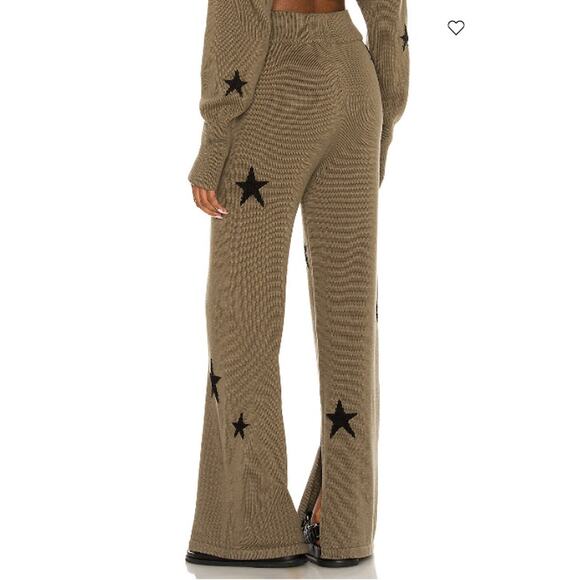 Pistola Women XS Green Black Star Knit Wide Leg Flare Pants Lounge Casual - Picture 8 of 9